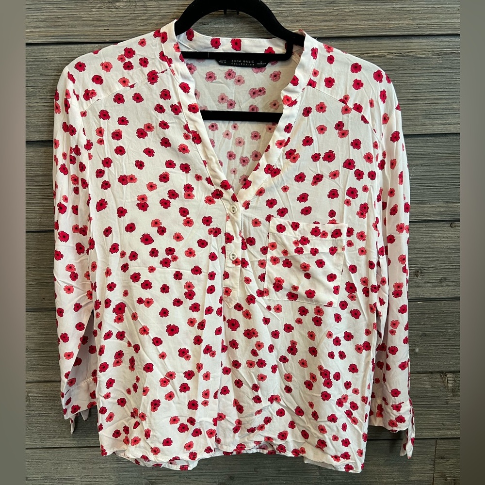 Zara Floral Pink and White Women's Top